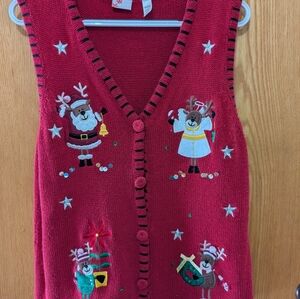 Vintage Christmas holiday sweater vest, Medium